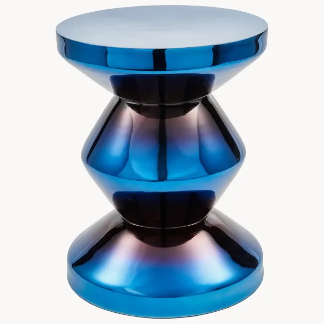 POLSPOTTEN Ronde bijzettafel Zig Zag Blauw