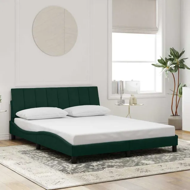 vidaXL Bedframe zonder matras "Hanko" 160x200 cm fluweel donkergroen