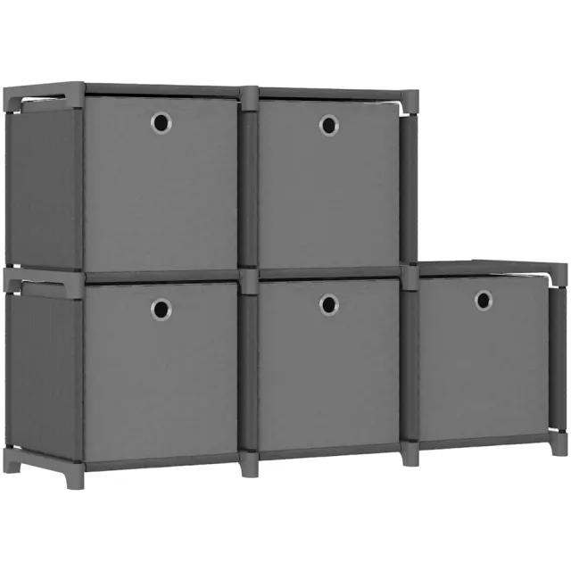 vidaXL Kast met 5 vakken met boxen 103x30x72,5 cm stof grijs