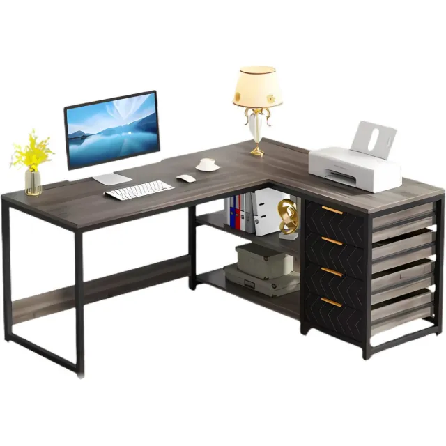 Saphly Bureau 150cm Grijs - Metaal en Hout, Computerbureau en Hout en metaal - Voor Thuis en Werk
