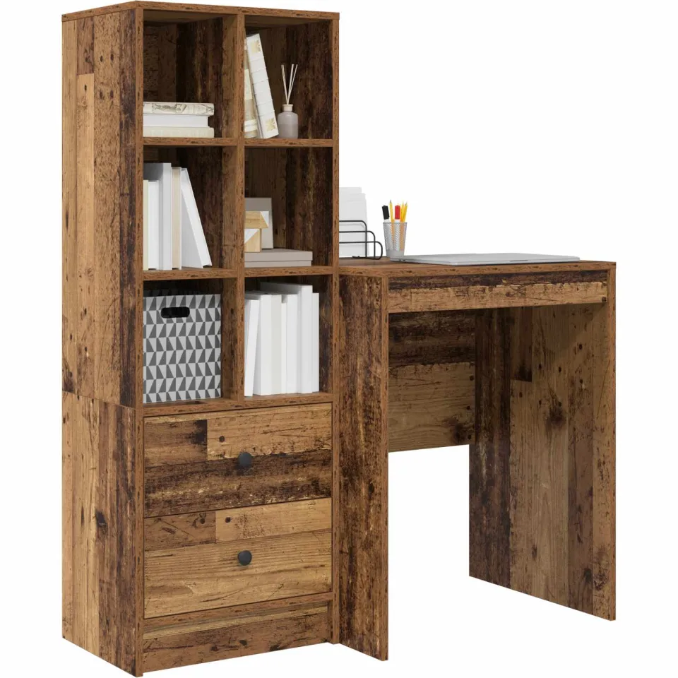 vidaXL Bureau Oudhout 105,5 x 50 x 127 cm 2 st Bruin