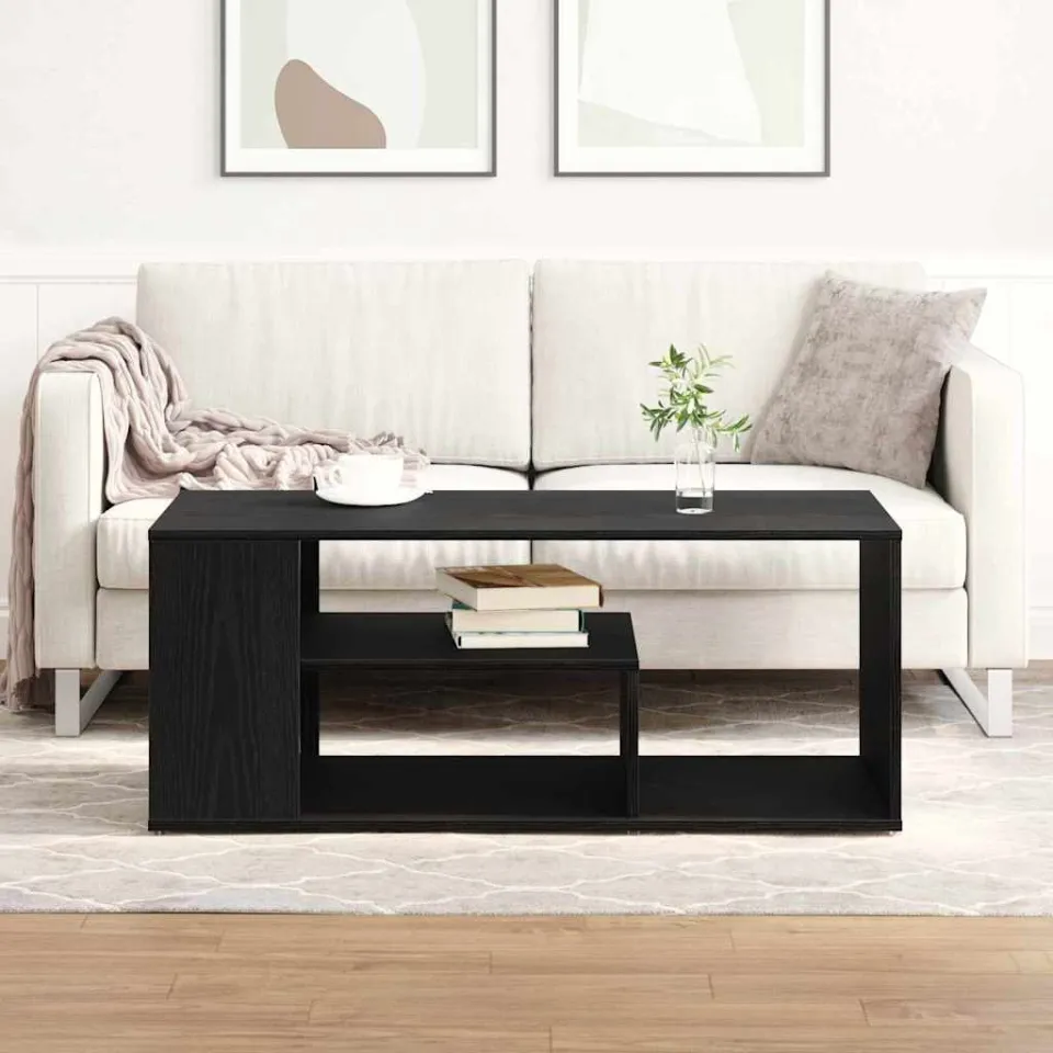 vidaXL Salontafel Zwart Eiken 100 x 50 x 40 cm Bewerkt hout, foto 3