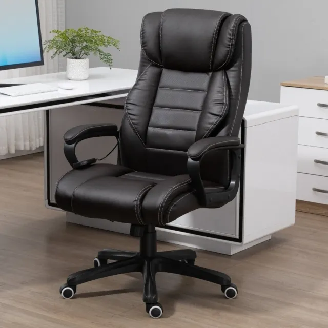 COVREO Bureaustoel 64x74x112-120 cm, bruin, kunstleer met massagefunctie Brown