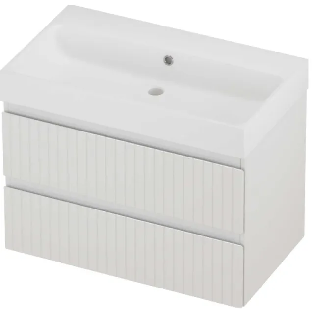 Proline Podium Badmeubelset Polystone Loft Gefreesd 80x46x62 cm Mat White Glans Wit