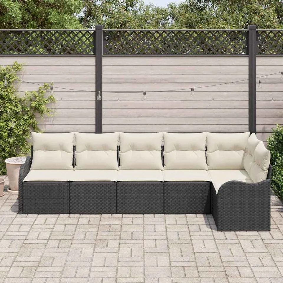 vidaXL Tuin Sofa Set 6 st Zwart poly rattan, foto 3