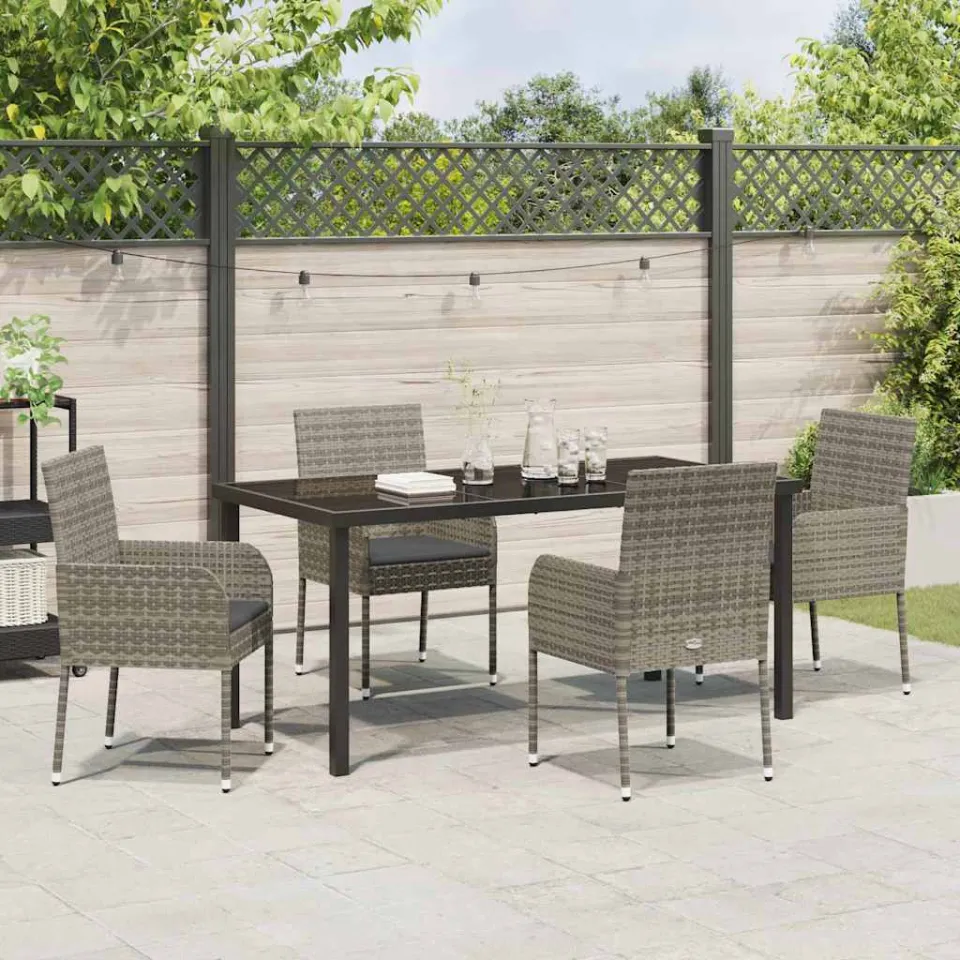 vidaXL Tuin eettafelset 5 st Grijs poly rattan, foto 3