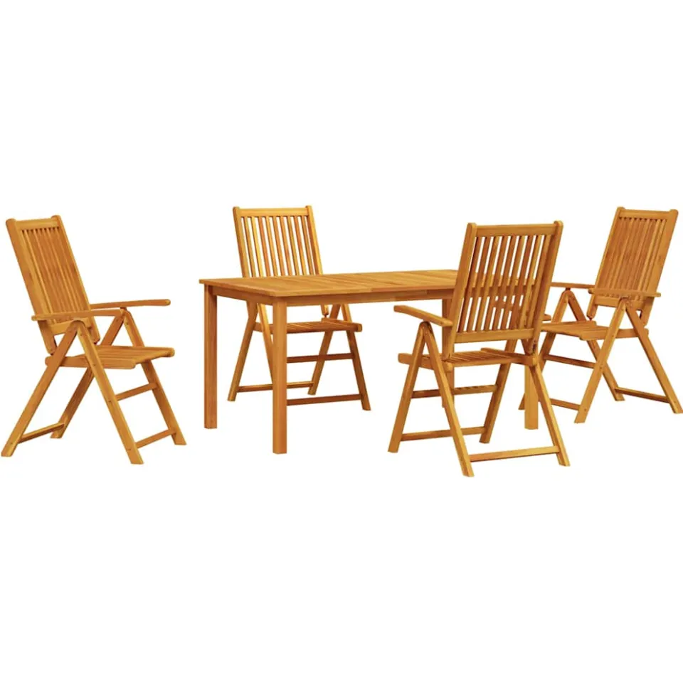 vidaXL Tuin eettafelset 5 st Bruin Massief Acaciahout