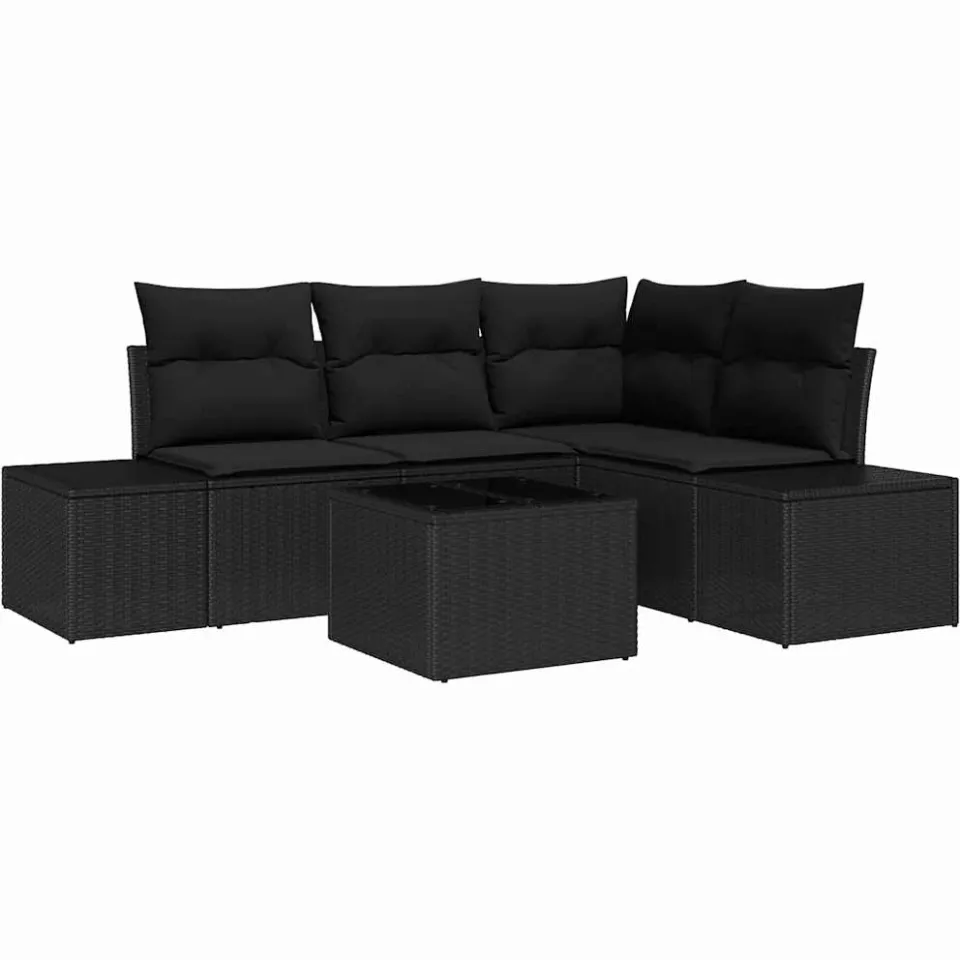 vidaXL Tuin Sofa Set 5 st Zwart poly rattan