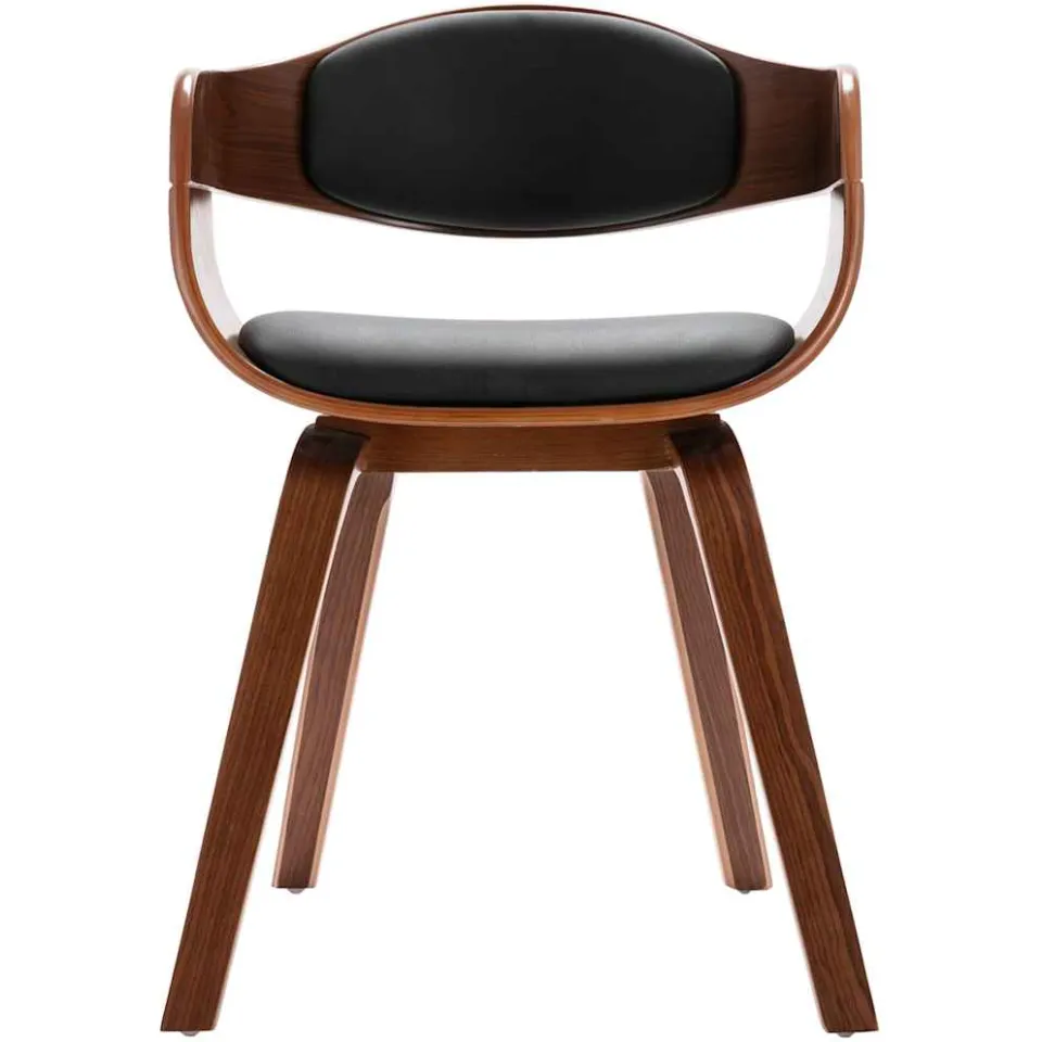 vidaXL Eetkamerstoelen 2 st gebogen hout en kunstleer Zwart