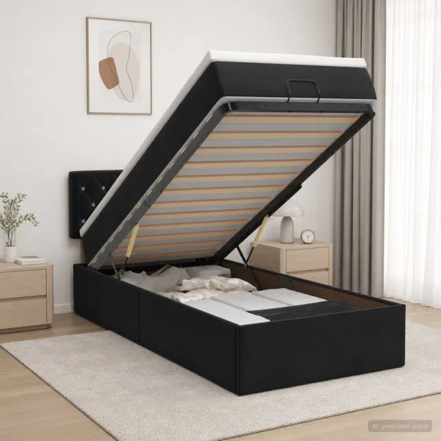 vidaXL Ottoman bed met matras Zwart 100 x 200 cm Fluweel