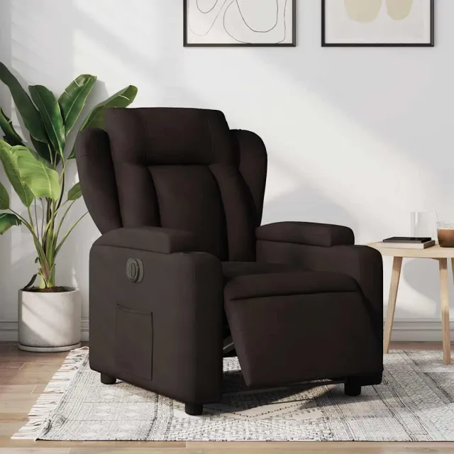 vidaXL Fauteuil verstelbaar elektrisch stof donkerbruin bruin