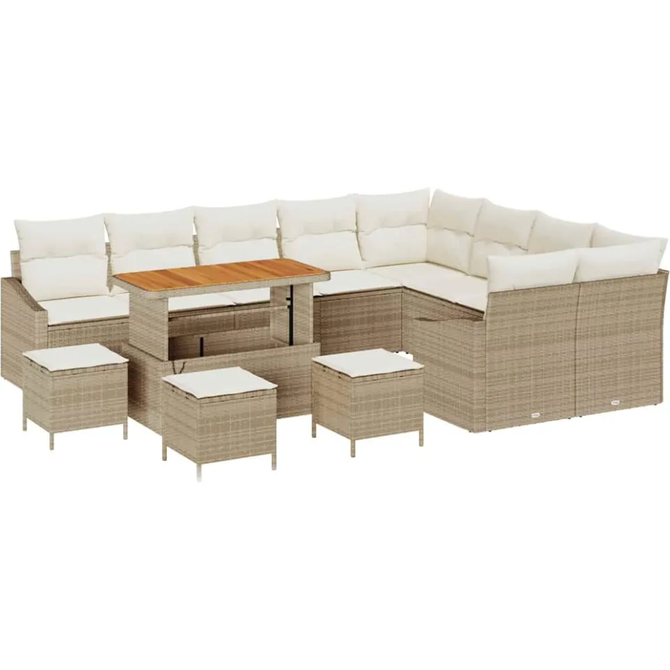 vidaXL Tuinbankenset 13 st Beige poly rattan
