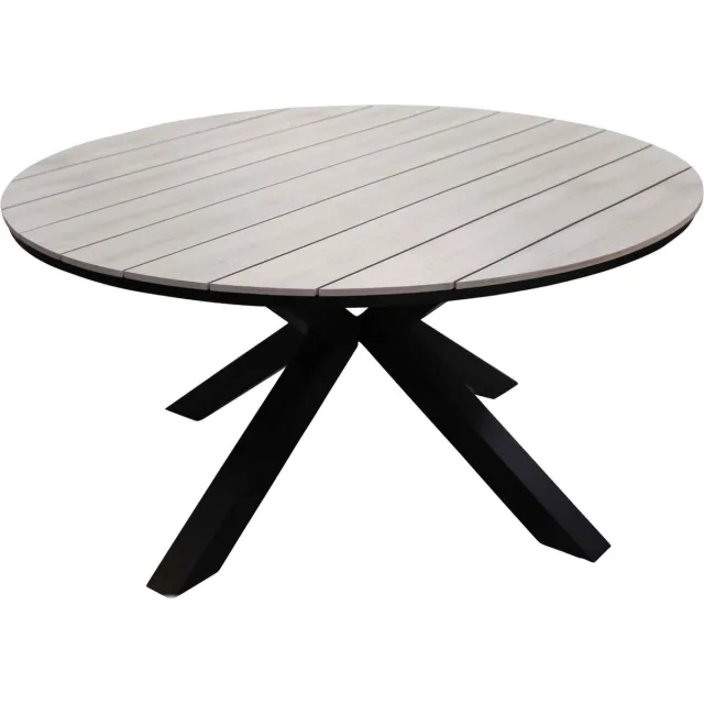 4 Seizoenen Tuinmeubelen Ronde tuintafel Cyprus 120 cm | 4 personen | Wood/Black | Polywood & aluminium