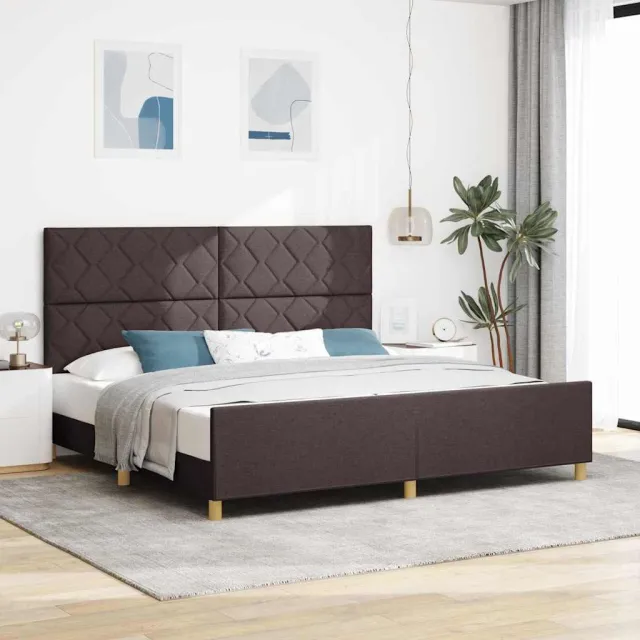 vidaXL Bedframe met hoofdeinde Donkerbruin 200 x 200 cm Stof