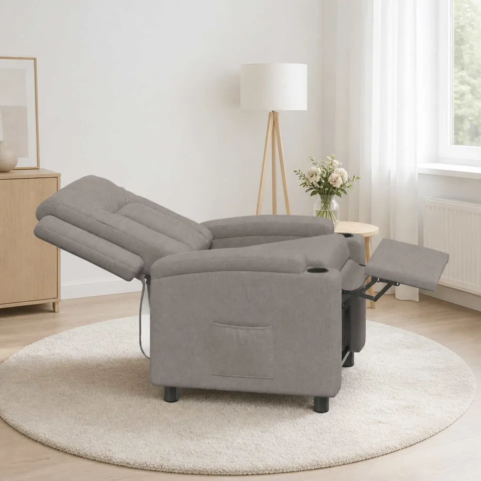 vidaXL Ligstoel Taupe 75 x 95 x 100 cm Stof, foto 3