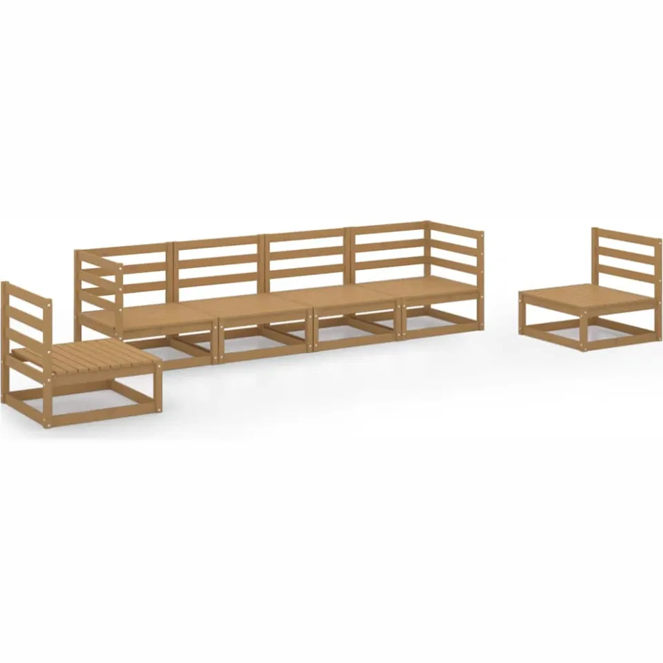 vidaXL 6-delige Loungeset massief grenenhout honingbruin bruin, foto 3