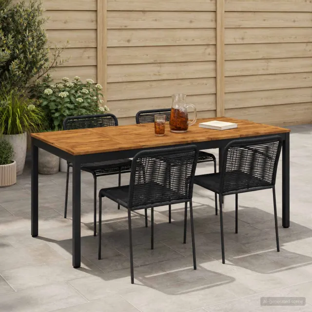 vidaXL Tuindiner tafel NAARDEN Naturel en Zwart 147 x 88,5 x 75 cm, foto 2