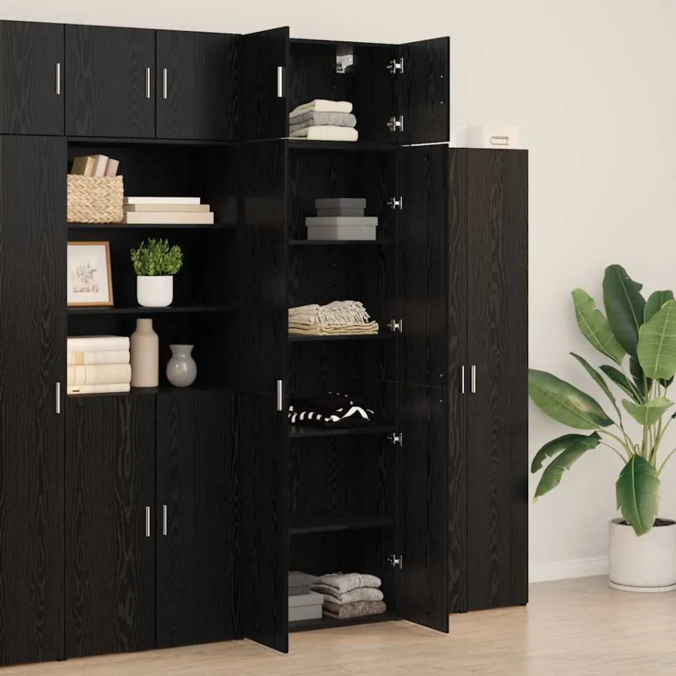 vidaXL Opbergkast 3 st Zwart Eiken 70 x 42,5 x 225 cm, foto 4