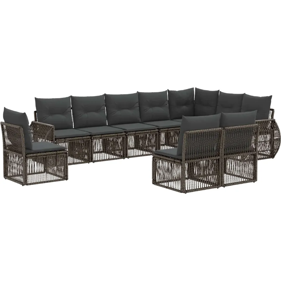 vidaXL Tuinbankenset 10 st 10-zits Grijs en Donkergrijs poly rattan, foto 3