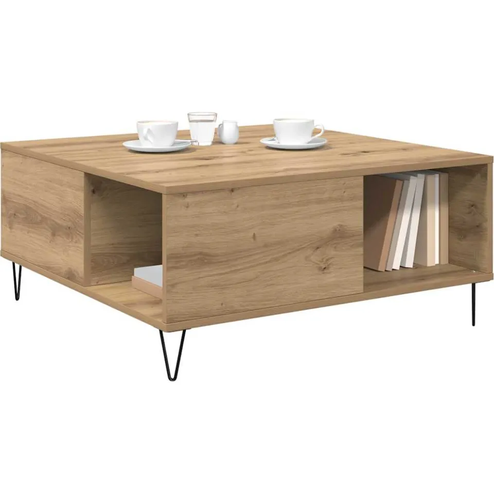 vidaXL Salontafel Artisan Eiken 80 x 80 x 36,5 cm Bewerkt hout Bruin