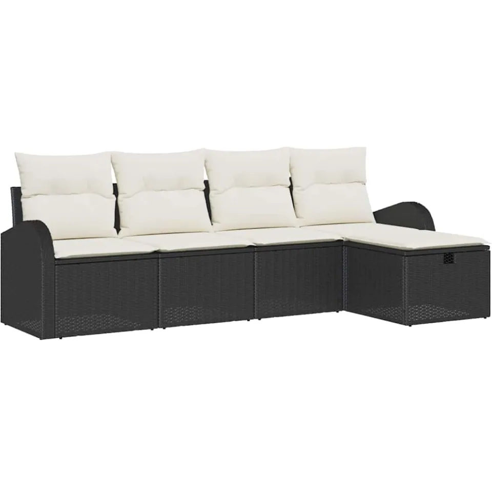 vidaXL Tuin Sofa Set 5 st Zwart poly rattan, foto 4