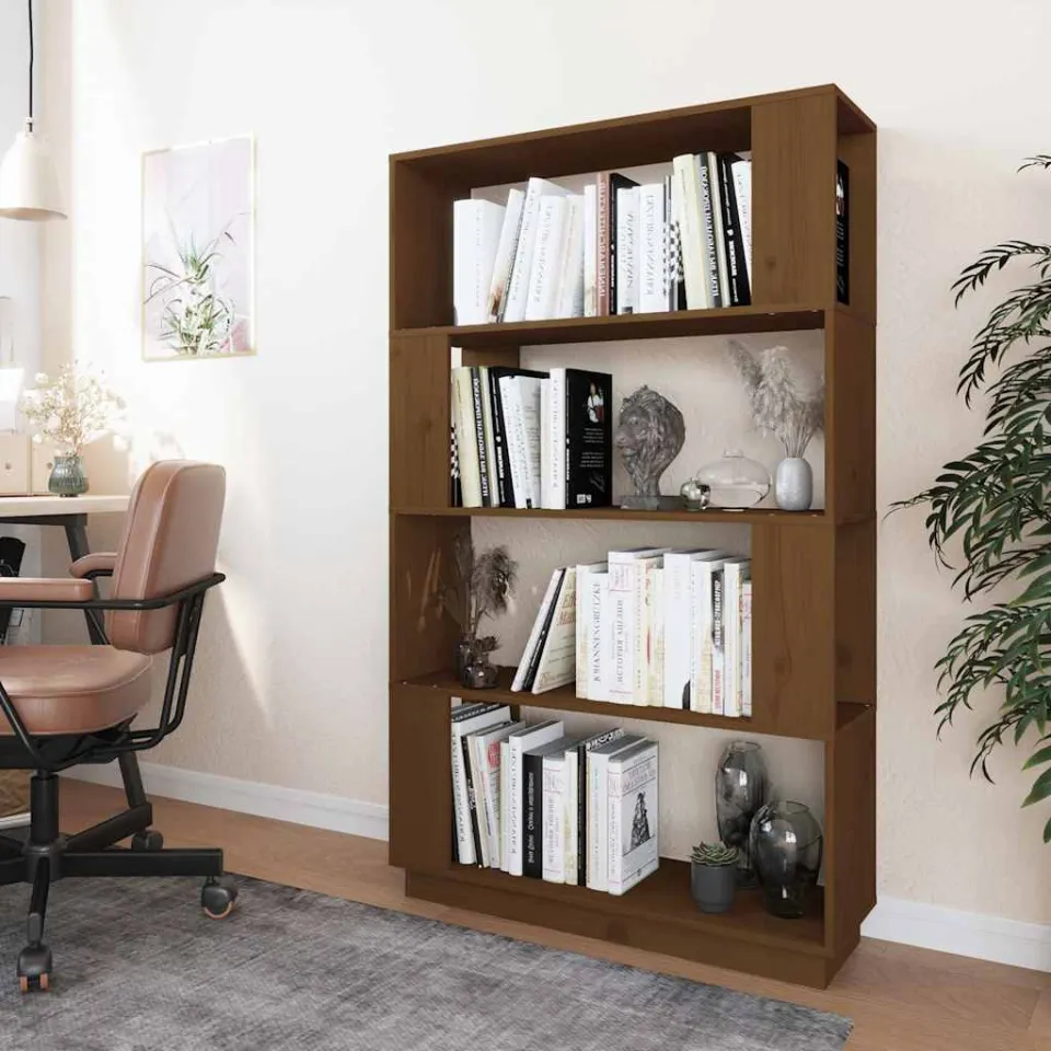 vidaXL Boekenkast/kamerscherm 80x25x132 cm massief hout honingbruin bruin, foto 3