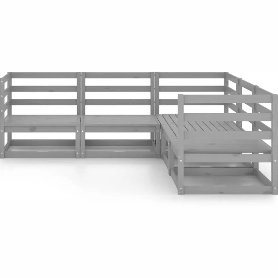 vidaXL 5-delige Loungeset massief grenenhout grijs