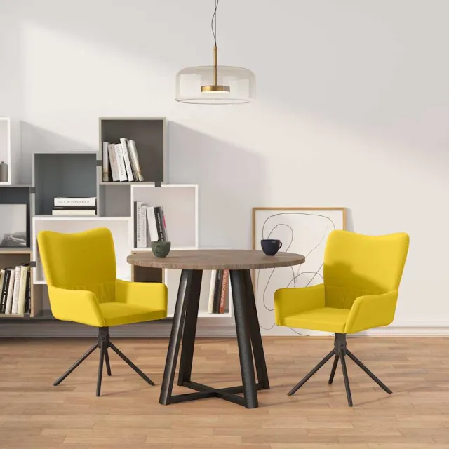 vidaXL Eetkamerstoelen draaibaar 2 st fluweel geel, foto 2