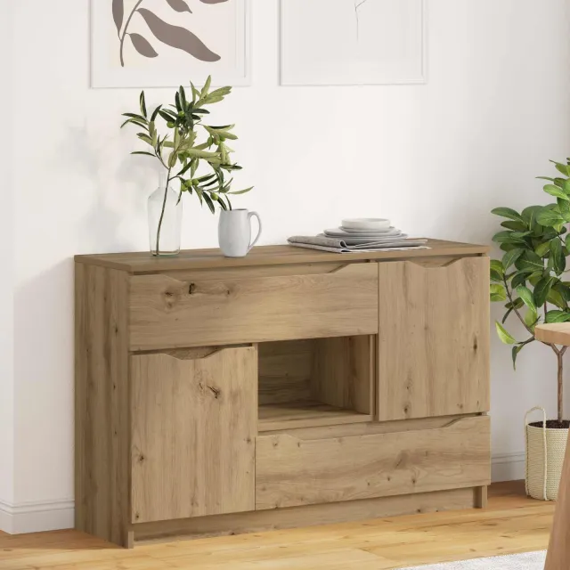 vidaXL Dressoir Artisan Eiken 100 x 30 x 65,6 Bewerkt hout Bruin