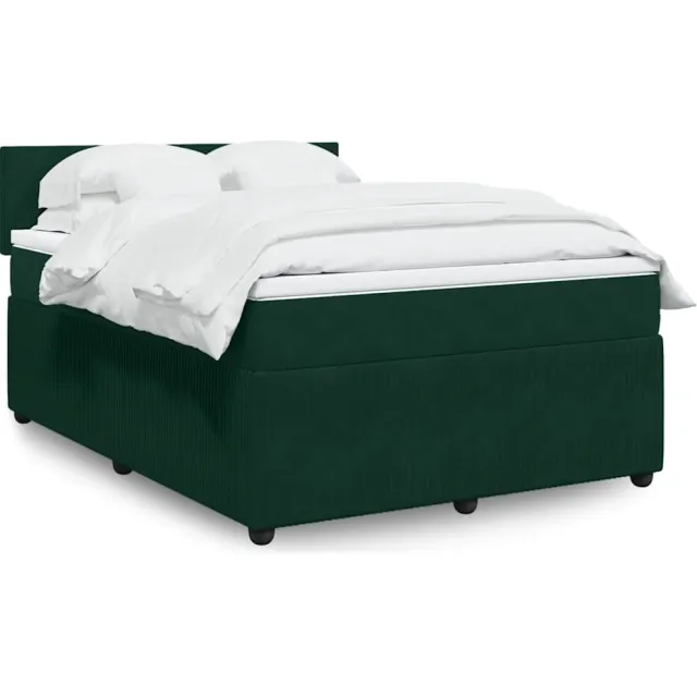 vidaXL Boxspring met matras fluweel donkergroen 140x190 cm groen