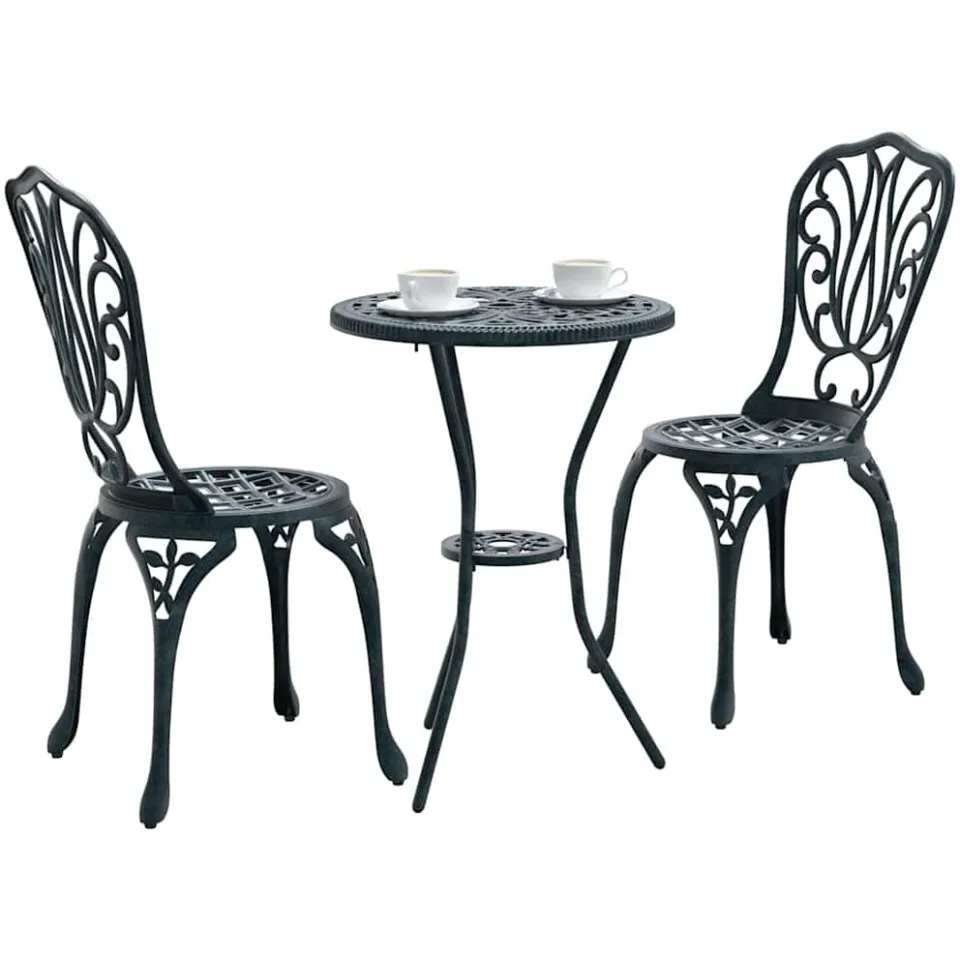 vidaXL Tuin Bistro Set 3 st Groen Aluminium