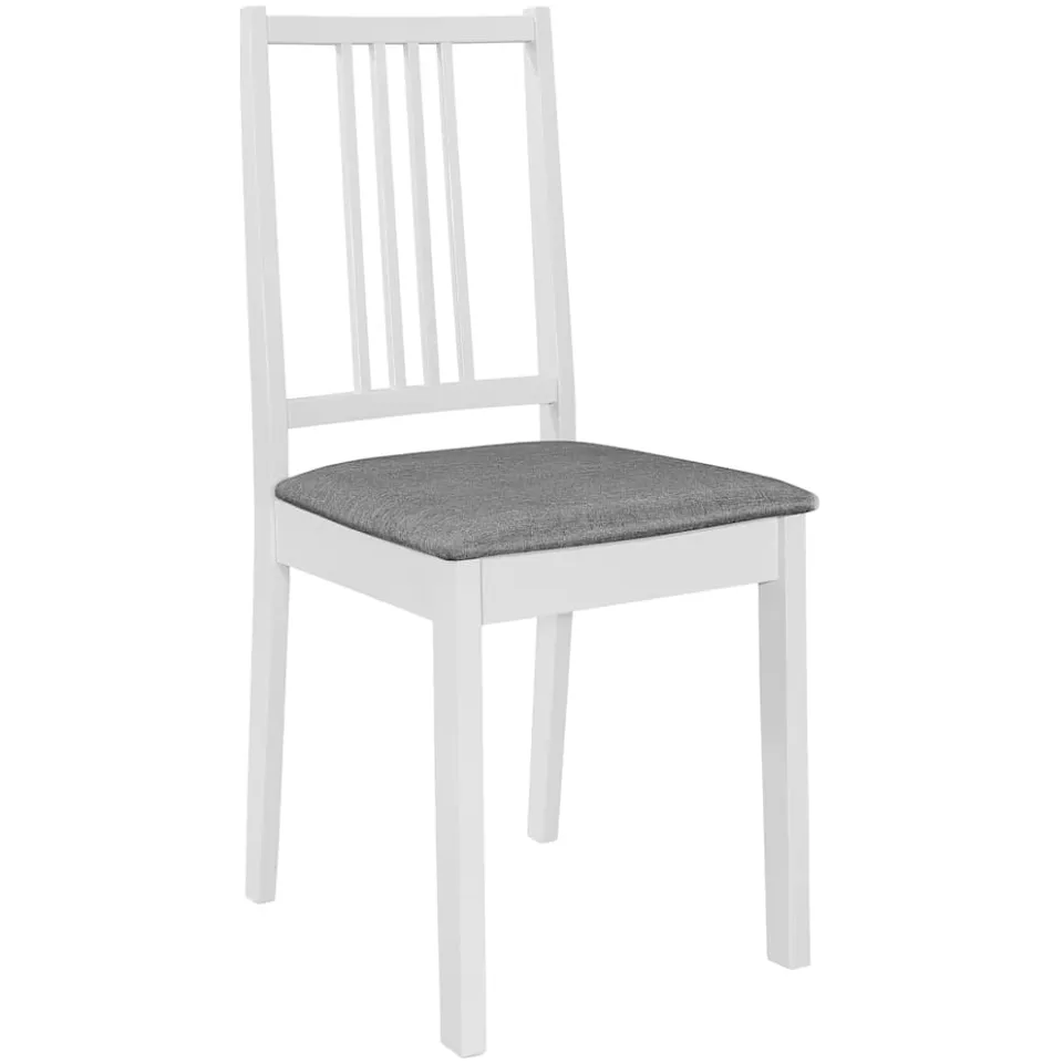 vidaXL Eetkamerstoelen met kussens 6 st massief hout wit, foto 2