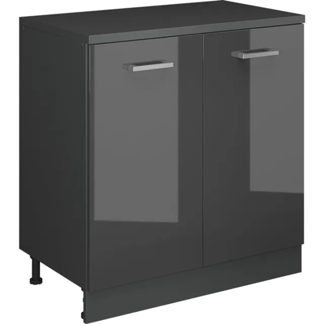 Vicco Keukenkast voor schuine wand R-Line, Antraciet Hoogglans, 80 cm zonder schuine kant met 2 deuren Antraciet Hoogglans/Antraciet
