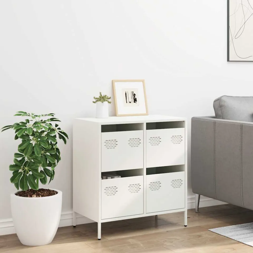 vidaXL Dressoir 68x39x73,5 cm koudgewalst staal wit, foto 2