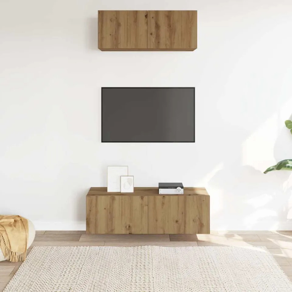 vidaXL 2-delig Tv-meubelset wandmontage bewerkt hout artisanaal eiken, foto 2
