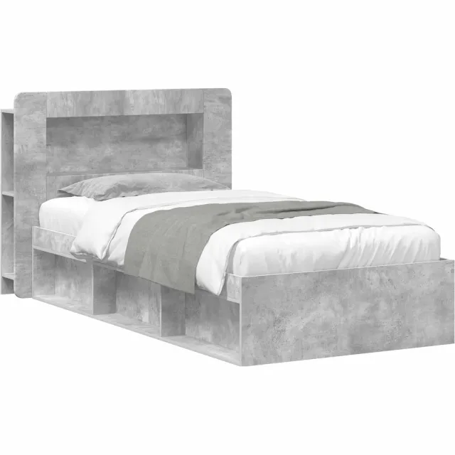 vidaXL Bedframe met opslag Betongrijs 80 x 200 cm Bewerkt hout