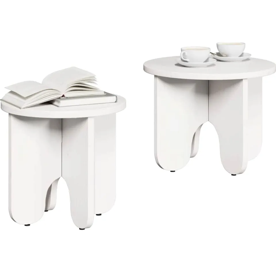 vidaXL Salontafel 2 st Wit 39.5 x 39.5 x 30 cm Massief grenenhout