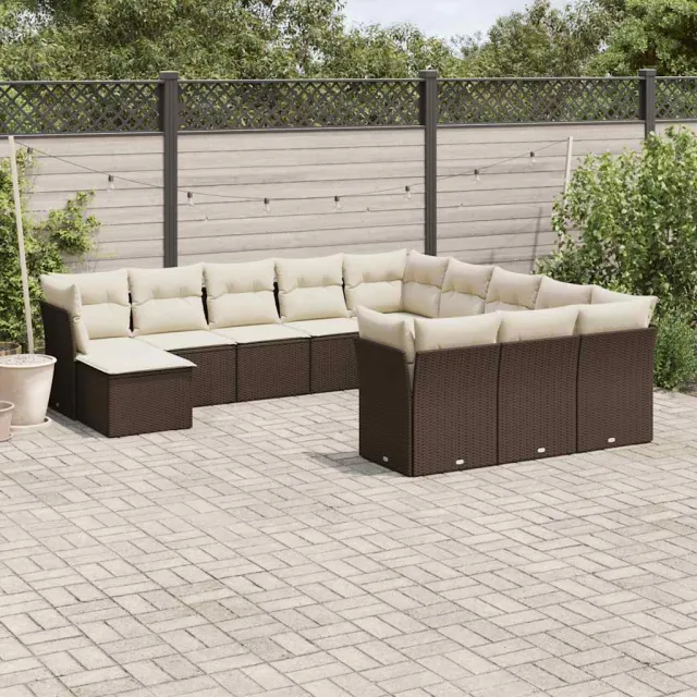 vidaXL 12-delige Loungeset met kussens poly rattan bruin, foto 2