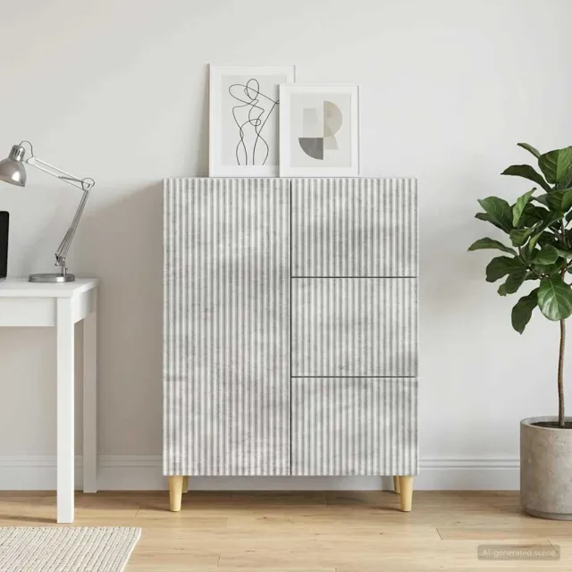 vidaXL Dressoir met lade Betongrijs 66 x 34,5 x 90 cm Bewerkt hout grijs, foto 2