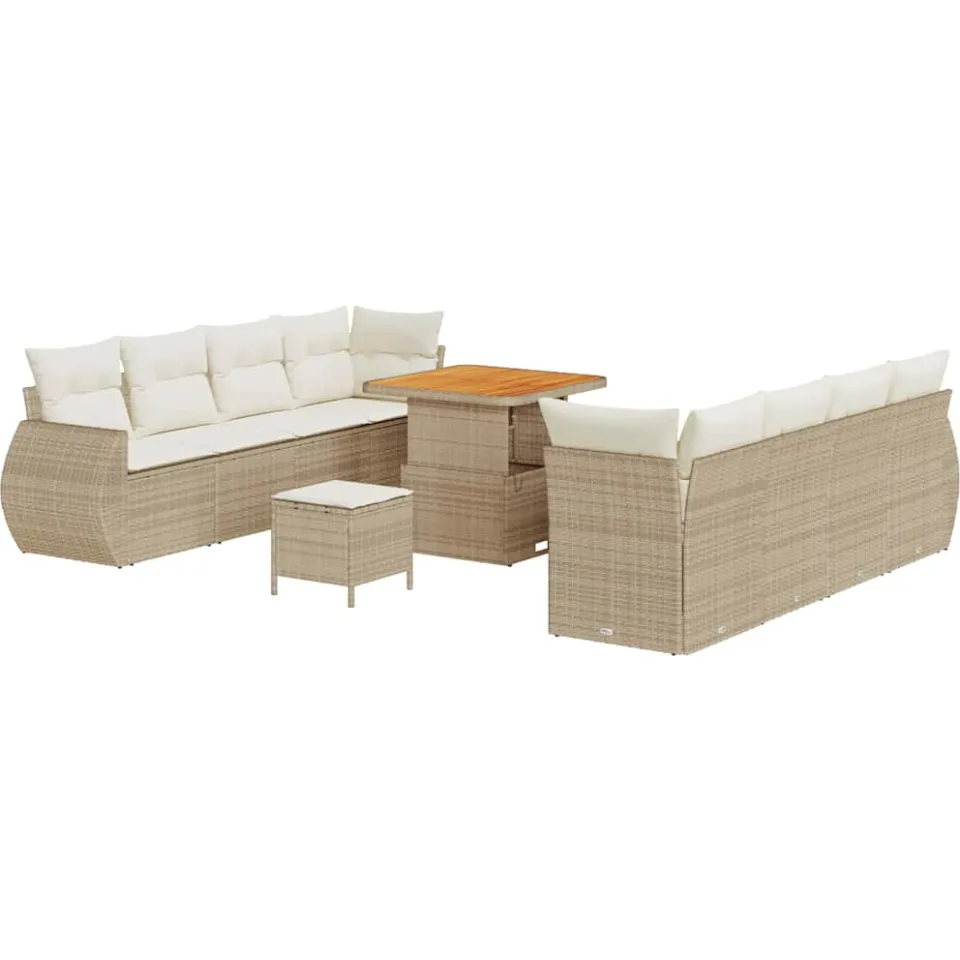 vidaXL Tuin Sofa Set 11 st Beige poly rattan, foto 4