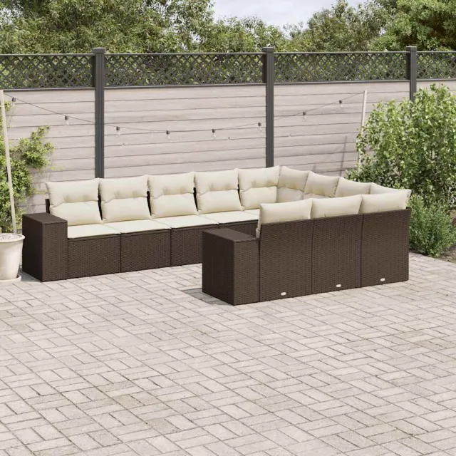 vidaXL 10-delige Loungeset met kussens poly rattan bruin, foto 2