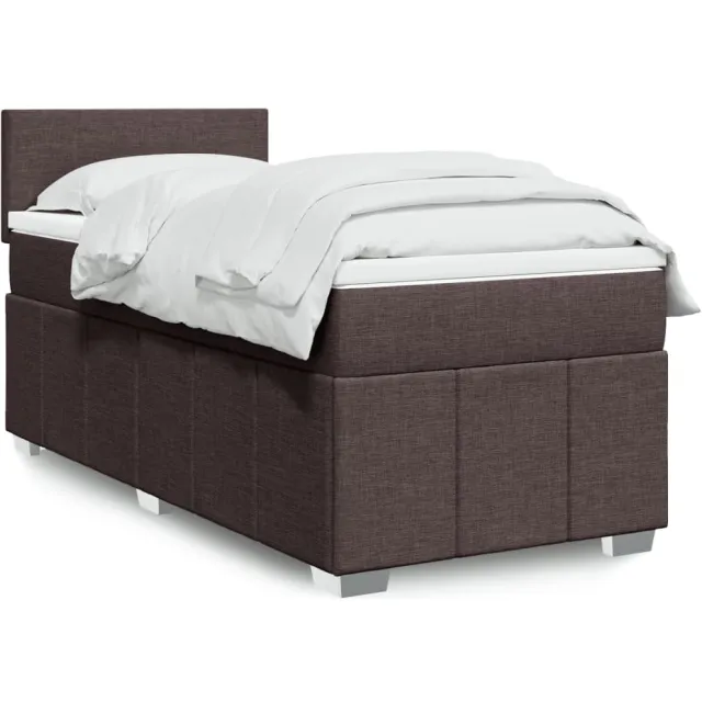 vidaXL Boxspring met matras stof donkerbruin 100x200 cm bruin