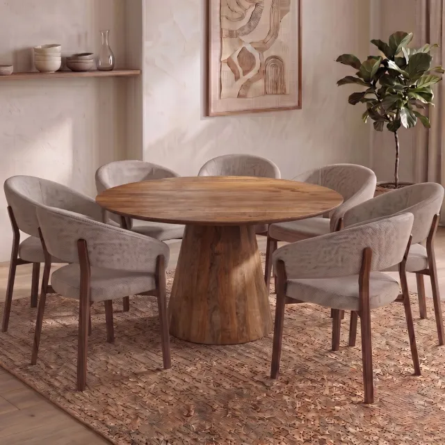 Mahom Mangohouten Eettafel Nova Rond 150 cm Mahom Industrieel - Dinertafel van Mangohout & Metaal - Industriële Eettafel Bruin