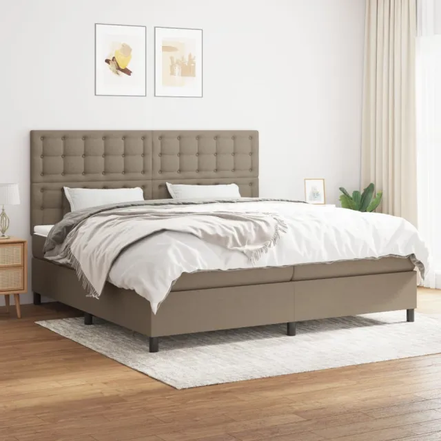 vidaXL Boxspring met matras stof taupe 200x200 cm