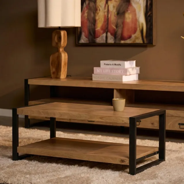 Starfurn Salontafel Britt Mangohout | 110 cm | onderblad Naturel