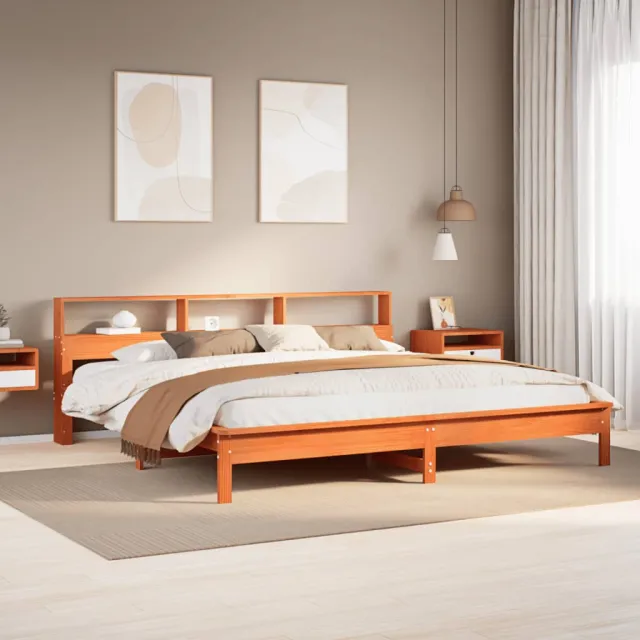 vidaXL Bedframe zonder matras massief grenenhout wasbruin 180x200 cm