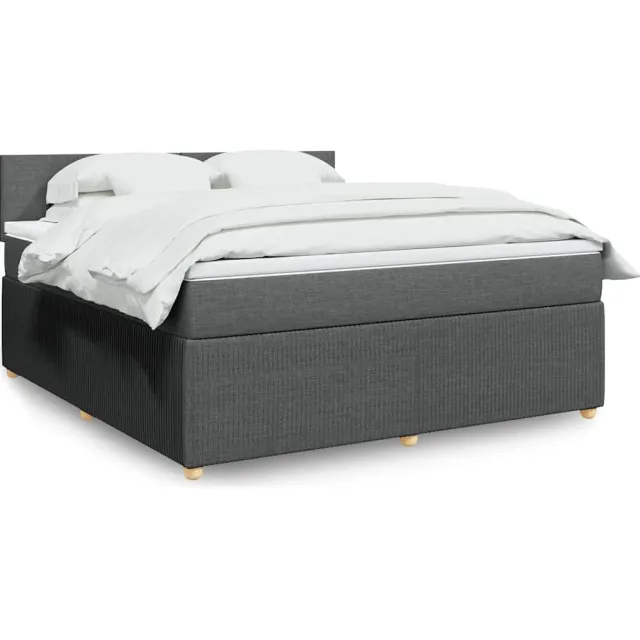 vidaXL Boxspring met matras stof donkergrijs 180x200 cm grijs