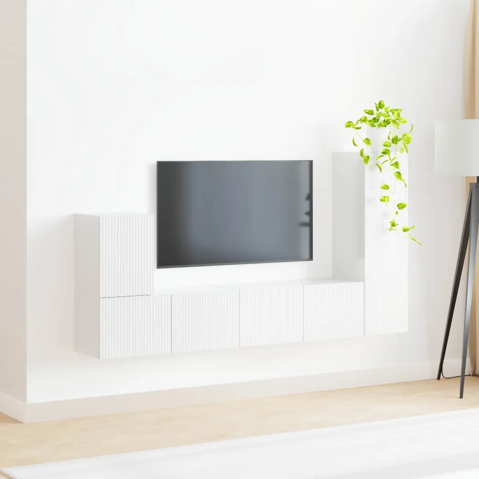 vidaXL Tv-meubelset 3 st Hoogglans wit Bewerkt hout, foto 4