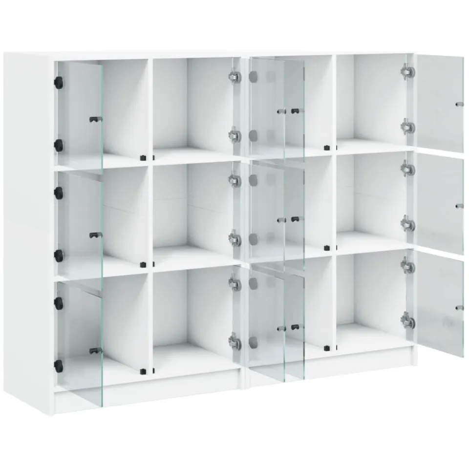 vidaXL Boekenkast met deuren 136x37x109 cm bewerkt hout wit, foto 4