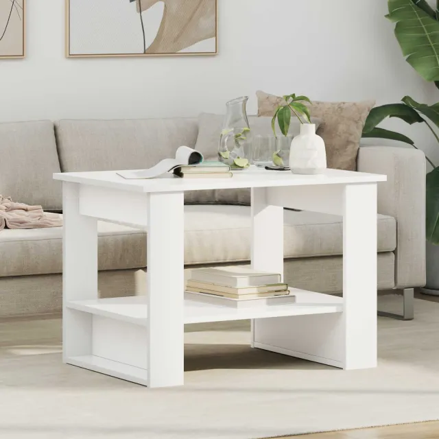vidaXL Salontafel Wit 72 x 50 x 50 cm Bewerkt hout, foto 2